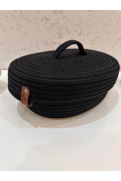 REYGON TEKSTİL wicker OVAL JUTE COVER, HAND-WOVEN BASKET BATHROOM AND KITCHEN ORGANIZER 20X15X8