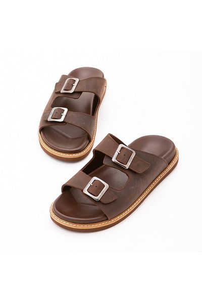 Tamer Tanca Men's Genuine Leather Daily Slippers 876 610 Erk Trlk Y22