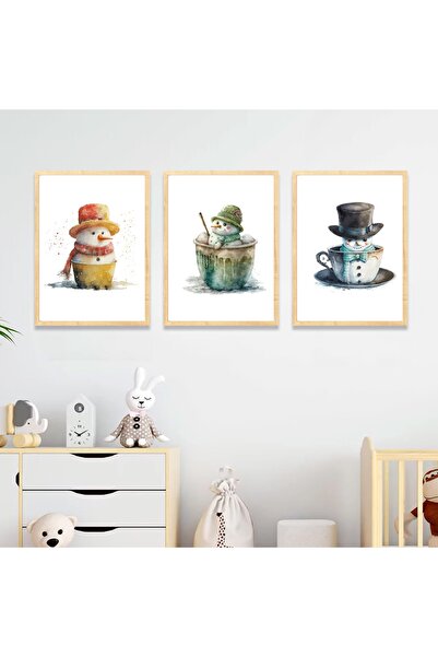 Dekorsiahome Комплект за рисуване на снежен човек от 3 части с дървена рамка ...