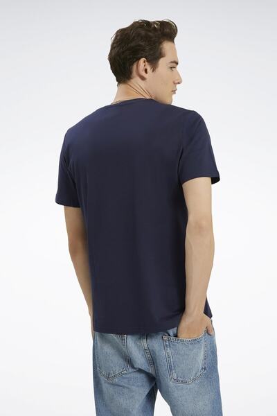 Reebok IDENTITY STACKED L Lacivert Erkek Kısa Kol T-Shirt