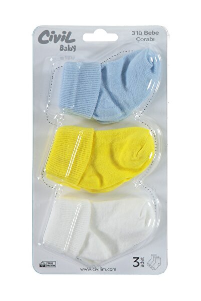 Civil Baby Bebek 3'lü Çorap Set 0-6 Ay Sarı