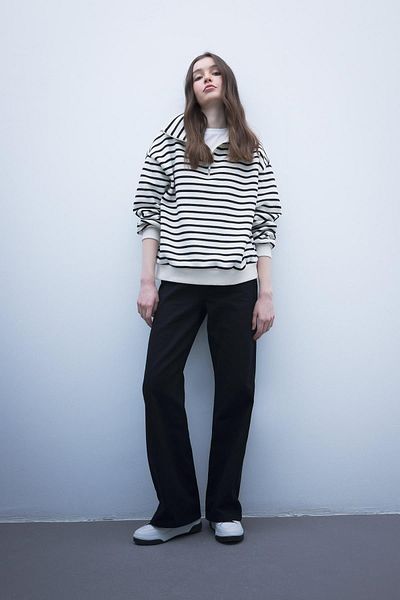DeFacto Wide Leg Wide Leg Gabardine 100% Cotton Trousers