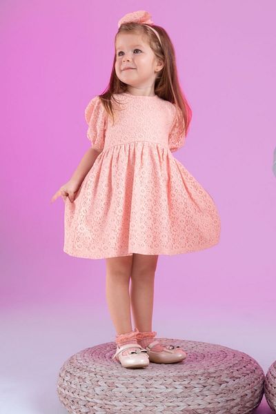 DeFacto Baby Mädchen Kurzarm Spitzenkleid Haarband 2-teiliges Set
