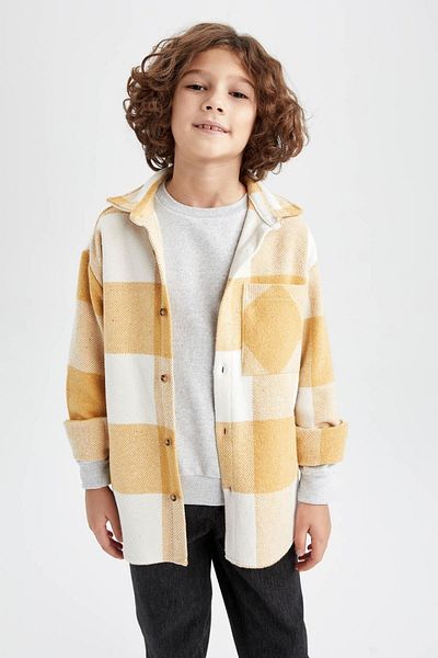 DeFacto Boy's Regular Fit Flannel Long Sleeve Shirt