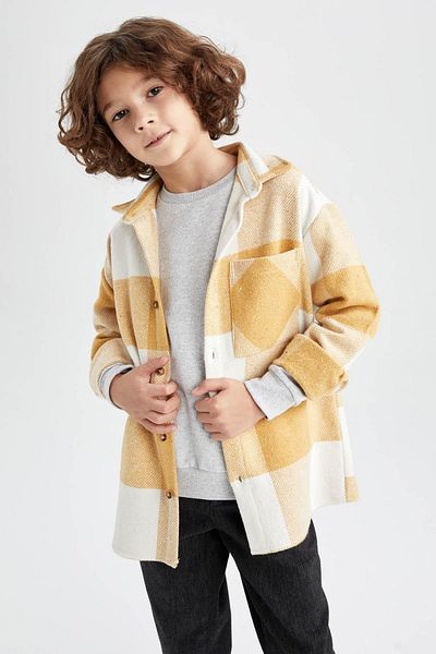 DeFacto Boy's Regular Fit Flannel Long Sleeve Shirt