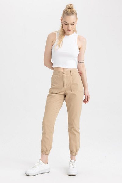 DeFacto Jogger Standard Fit Gabardine Ankle Length 100% Cotton Trousers