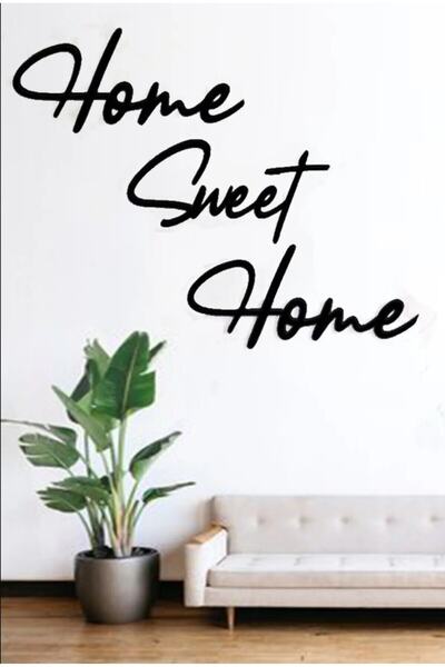 Lowenart Siyah Ahşap Home Sweet Home Duvar Yazısı Dekoru - Kapı Süsü Antre Ev...