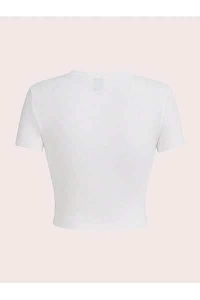 Jose Clothing ΓΥΝΑΙΚΕΙΑ ΛΕΥΚΗ ΕΚΠΤΩΜΕΝΗ ΣΩΜΑ ΚΟΝΤΟΜΑΝΙΚΗ CROP ΜΠΛΟΥΖΑ