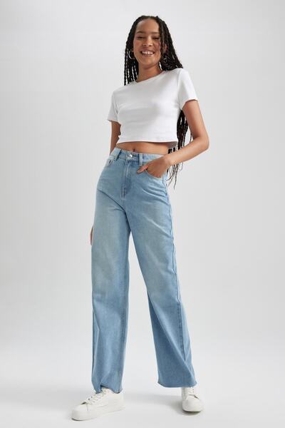 DeFacto Široká noha 90. let vysoký pas Široká noha dlouhé džínové kalhoty