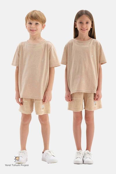 Dagi Braune, naturfarbene Unisex-Handtuch-Shorts aus Baumwolle aus lokalem Saatgut