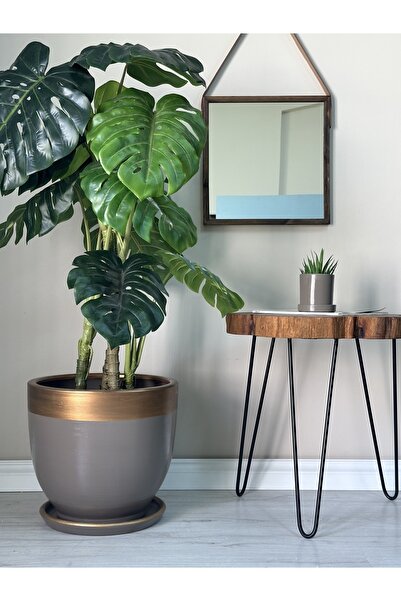 odka 40litre Klasik Saksı Tabaklı 40cmx40cm Vizon Gold