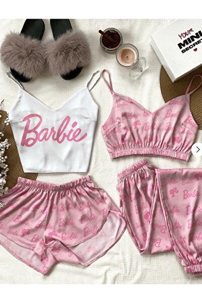 PEMBİŞ HOMEWEAR Barbie 4'Lü Şort Pijama Takımı