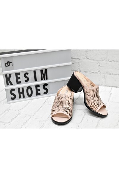 Kesim Shoes Genuine Leather Women's Heeled Slippers 34-35