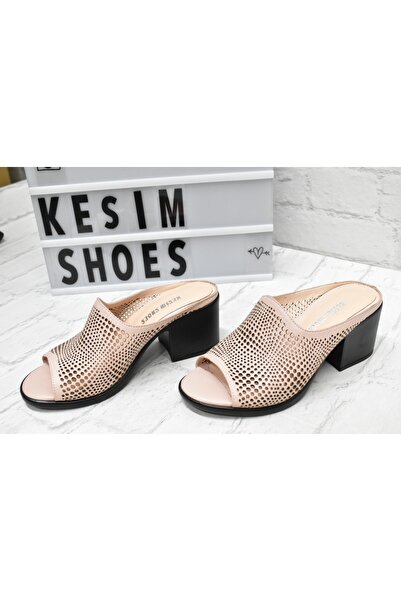 Kesim Shoes Genuine Leather Women's Heeled Slippers 34-35