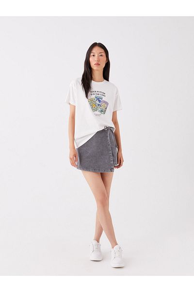 LC Waikiki Női - Standard Fit Straight Jean Shorts szoknya