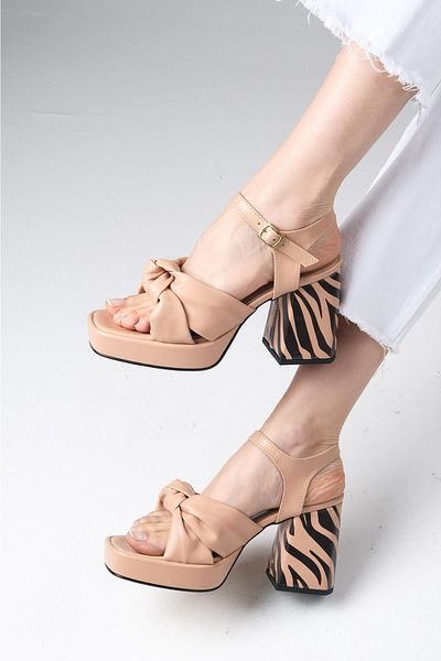Mio Gusto Sandra Nude Colored Platform Γυναικεία πέδιλα με τακούνι