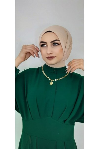 nazenin export Snap Fastener Top Compatible Sea and Pool Cap Hijab Beige Color