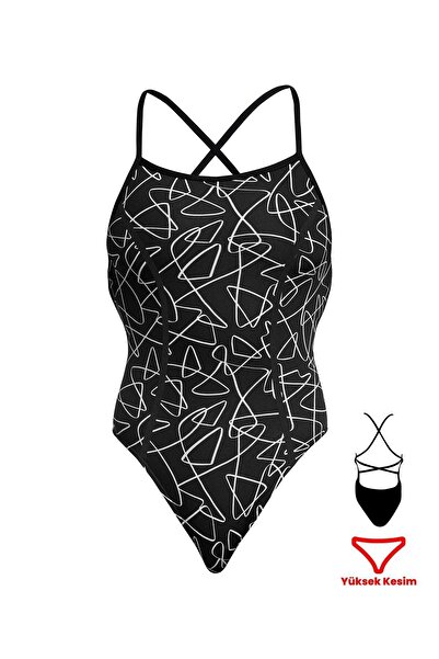 FUNKİTA Funkita BG Texta Mess Kadın Antrenman Mayo, Ön Şerit Çapraz Sırt