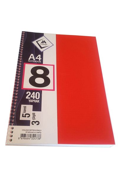Mahi Max College Pp Cover 8 Section 5 3 Spiral A4 Large Size 240 Sheets Notebook with Bookmark