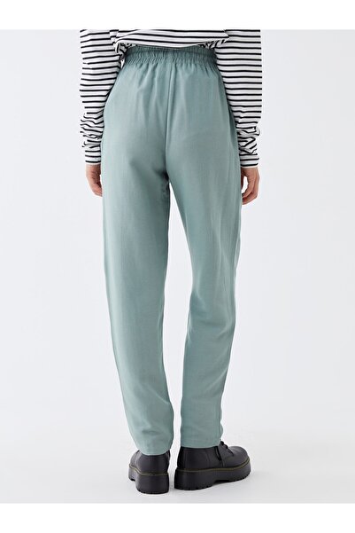 LC Waikiki Vászonkeverék, egyenes női nadrág elasztikus derékkal