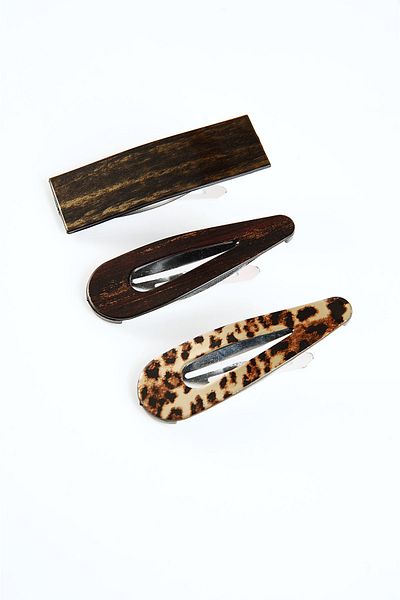 EUROMODA Leopard Patterned 3-Piece Clip Side Buckle Set