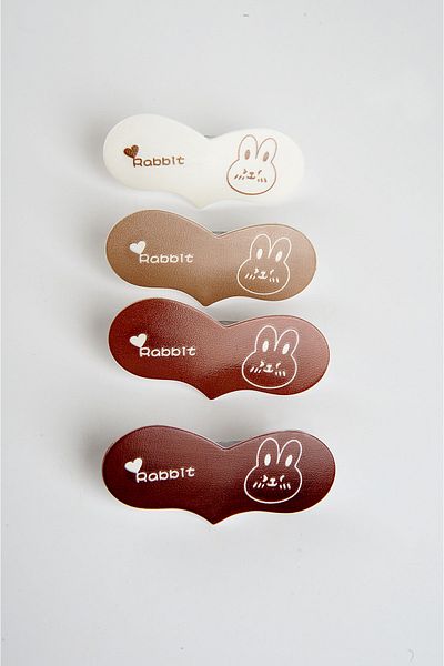 EUROMODA Set of 4 Clip Side Buckles with Heart Design and Rabbit Writing