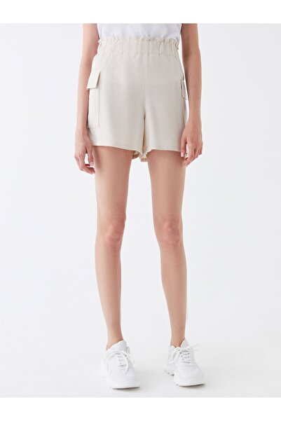 LC Waikiki Standart Fit Düz Keten Karışımlı Kadın Şort