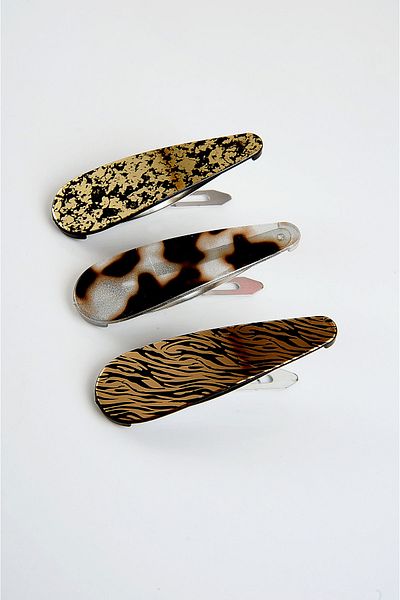 EUROMODA Leopard Patterned 3-Piece Clip Side Buckle Set
