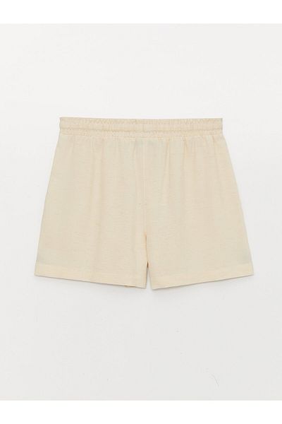 LC Waikiki Damen-Shorts – Standard-Passform, einfarbige Leinenmischung