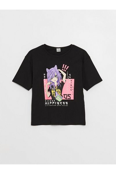 LC Waikiki Κοντομάνικο μπλουζάκι Girl - Crew Neck με στάμπα