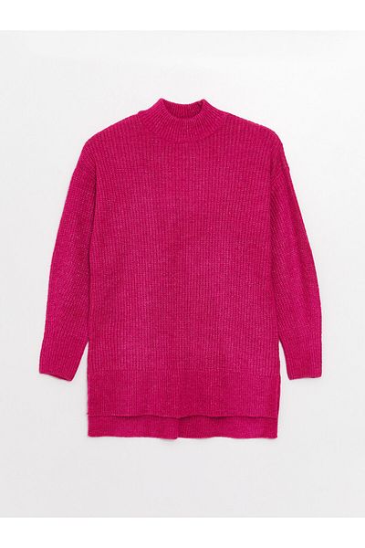 LC Waikiki Half Turtleneck Plain Long Sleeve Oversize Women's Knitwear Tunic
