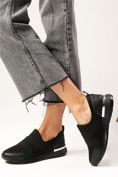 Mio Gusto Leni Culoarea Neagră Tesatura Lycra Stretch Femei Pantofi Sport Comozi Zilni, Pantofi Mamei