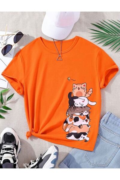 MORNİNG KİDS Tricou pentru copii cu imprimeu Naughty Cats portocaliu