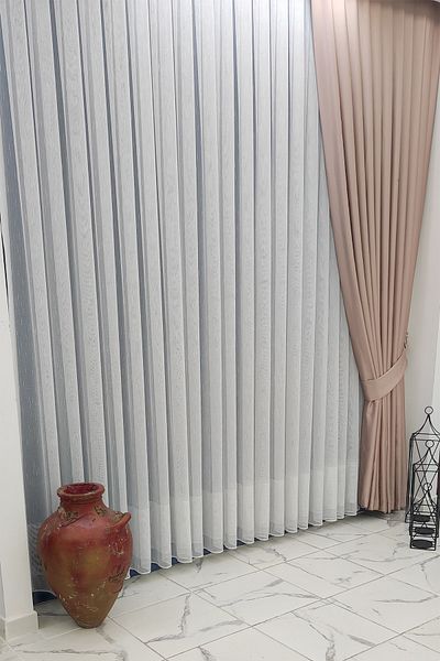 Briz Perde New Season - 1x2 Sparse Pleated Tulle Curtain with Skirt Detail and Ironing Free
