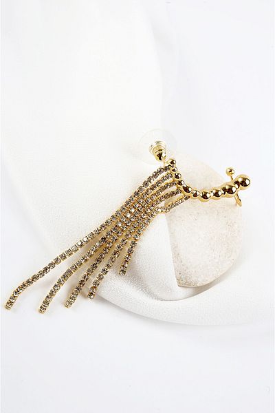EUROMODA Specially Designed Strass Stone Gold and Silver Colored Cartilage Earrings