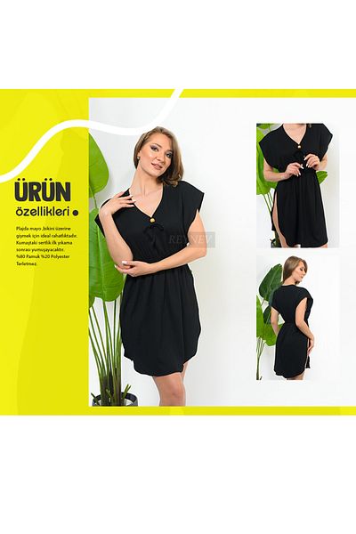 REYNEV New Season Summer Dress with Side Slit and Elastic Waist Suitable for All Sizes Pareo