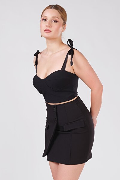 Giyim Dünyası بوستير نسائي برباط باللون الأسود