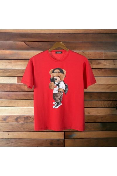 Revasser Uniszex Teddy Bear egyedi nyomott lány/fiú fésült pamut nyakú póló