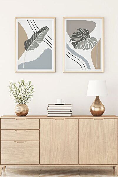 huhuli لوحة تجريدية مع إطار خشبي