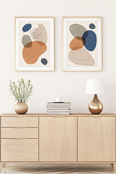 huhuli Ahşap Çerçeveli Soyut Tablo