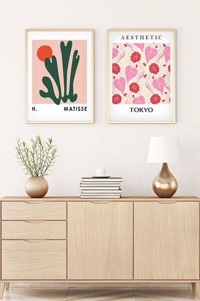 huhuli Set de 2 picturi artistice cu rame din lemn