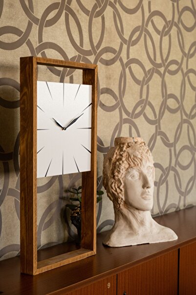 huhuli Modern Ahşap Dikdörtgen Duvar Saati 60x30 Cm – Pilli Mekanizma