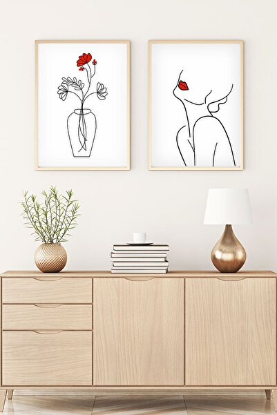 huhuli Ahşap Çerçeveli Minimalist Tablo Set