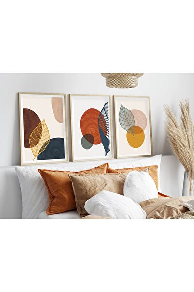 huhuli Ahşap Çerçeveli Minimalist 3’lü Tablo
