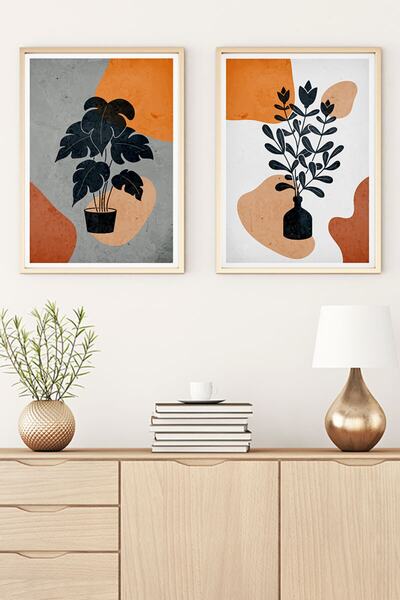 huhuli Ahşap Çerçeveli Soyut Tablo