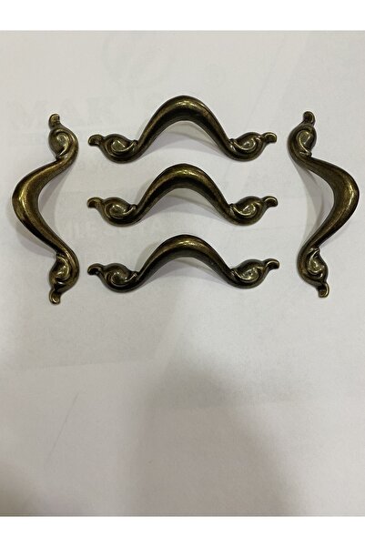 NOBELL 64 Mm Antik Sarı Kulp 5 Adet Montaj Vidaları