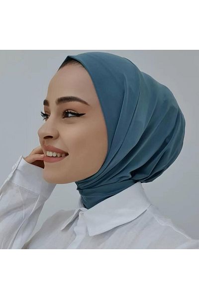 Organic Hijabchi Hijabchi pentru femei, pieptănat, cu fixare cu capse, guler pentru gât Hijab Bonnet Model eșarfă șal