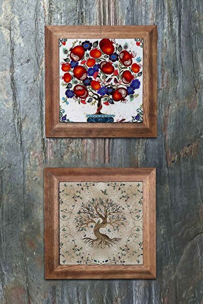 Oscar Stone Decor Decor de perete din piatră cu rame din lemn 28x28 cm set de...