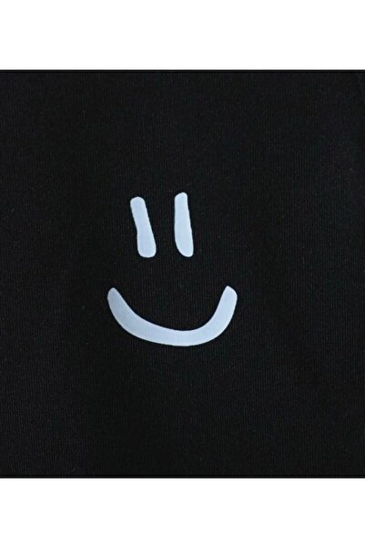 Revasser Μπλουζάκι Unisex για κορίτσια/αγόρια Smile Custom printed χτενισμένο βαμβακερό λαιμόκοψη - Σετ σορτς