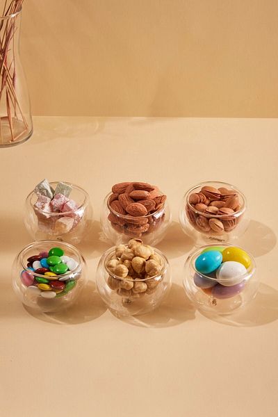 Kitchen Store 6-Piece Borosilicate Mini Sauce Bowl - Double Leather, Dragee, Turkish Delight Bowl Kw-071 Fma 541269
